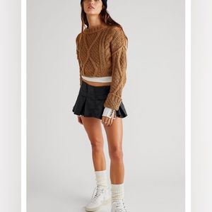 Free people vegan pleated micro mini skirt